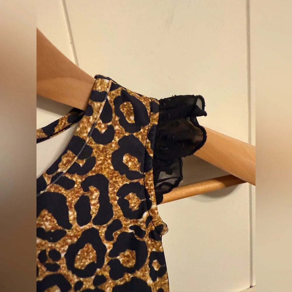 Leotard Leopard Print with build in skirt Girls Size 4